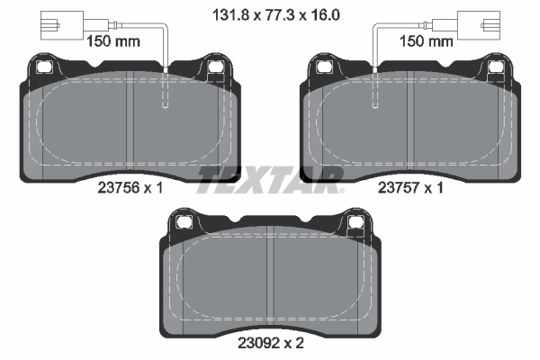 stabdžių trinkelių rinkinys, diskinis stabdys - 2375603 TEXTAR