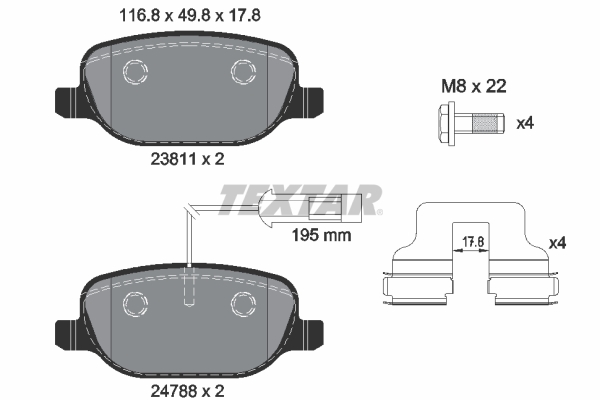 Kit pastiglie freno, Freno a disco - 2381101 TEXTAR
