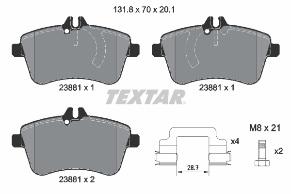 Brake Pad Set, disc brake - 2388101 TEXTAR