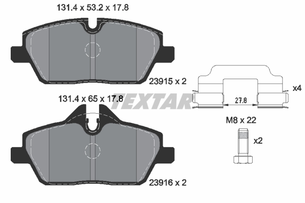 Kit pastiglie freno, Freno a disco - 2391503 TEXTAR