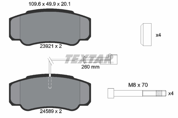 Kit pastiglie freno, Freno a disco - 2392103 TEXTAR