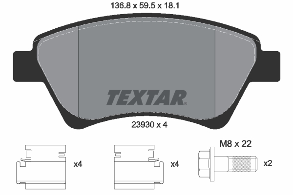 Kit pastiglie freno, Freno a disco - 2393001 TEXTAR