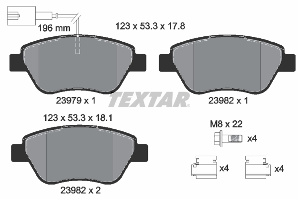 stabdžių trinkelių rinkinys, diskinis stabdys - 2397901 TEXTAR