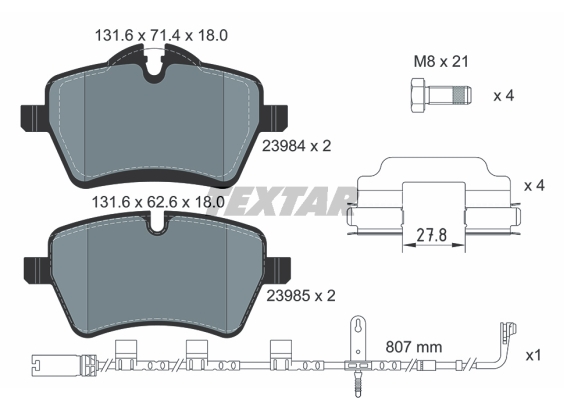 Kit pastiglie freno, Freno a disco - 2398407 TEXTAR