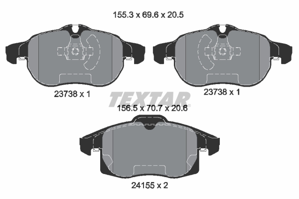 Brake Pad Set, disc brake - 2415501 TEXTAR