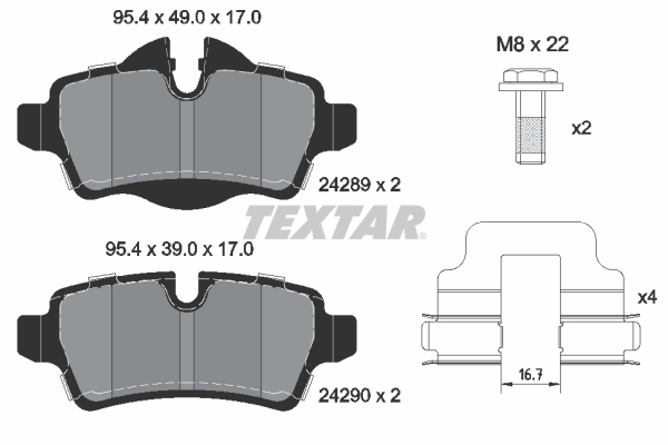 Brake Pad Set, disc brake - 2428901 TEXTAR