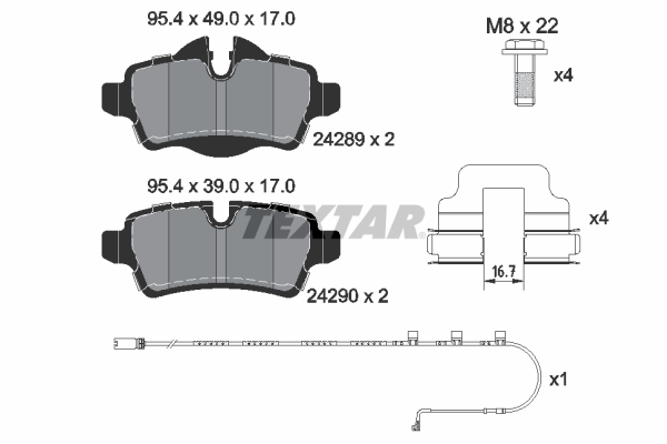 Kit pastiglie freno, Freno a disco - 2428904 TEXTAR