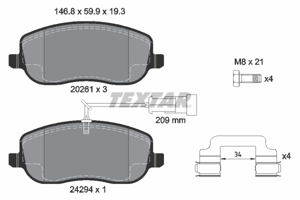 Brake Pad Set, disc brake - 2429401 TEXTAR