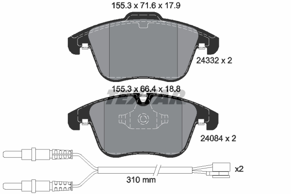 Brake Pad Set, disc brake - 2433201 TEXTAR