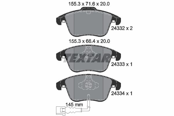 Kit pastiglie freno, Freno a disco - 2433301 TEXTAR