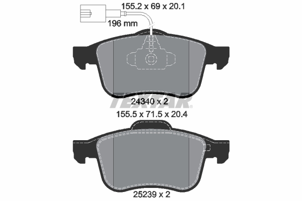Brake Pad Set, disc brake - 2434001 TEXTAR