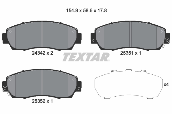 Brake Pad Set, disc brake - 2434201 TEXTAR