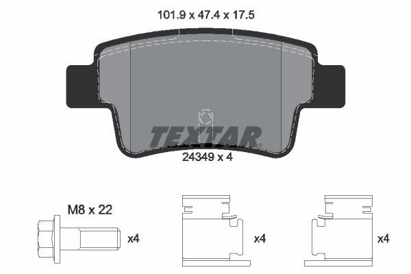 Brake Pad Set, disc brake - 2434901 TEXTAR