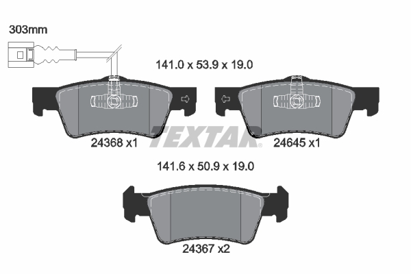 Brake Pad Set, disc brake - 2436801 TEXTAR