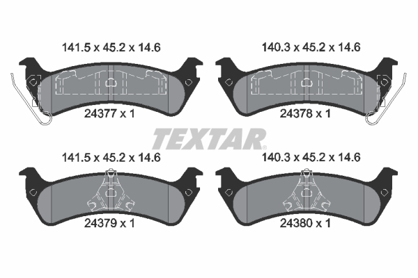 Комплект тормозных колодок, дисковый тормоз - 2437701 TEXTAR