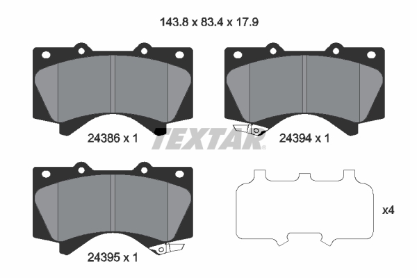 Brake Pad Set, disc brake - 2438601 TEXTAR