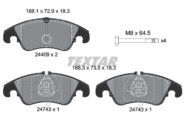 Brake Pad Set, disc brake - 2440901 TEXTAR