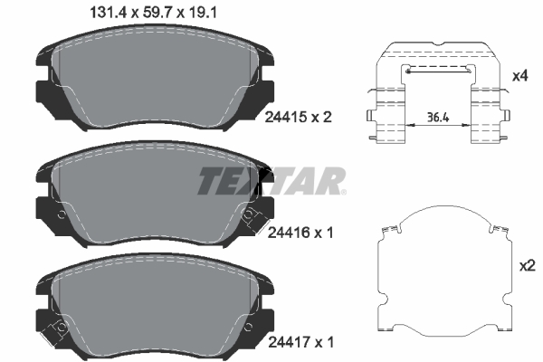 Brake Pad Set, disc brake - 2441501 TEXTAR