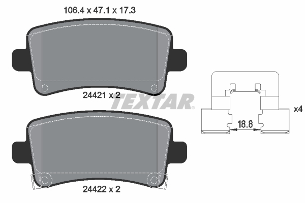 Brake Pad Set, disc brake - 2442101 TEXTAR