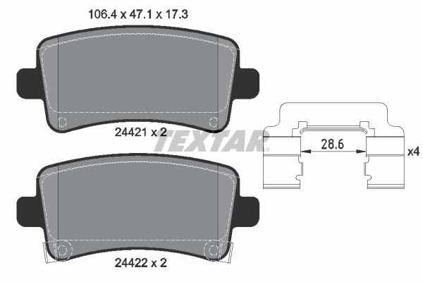Brake Pad Set, disc brake - 2442102 TEXTAR