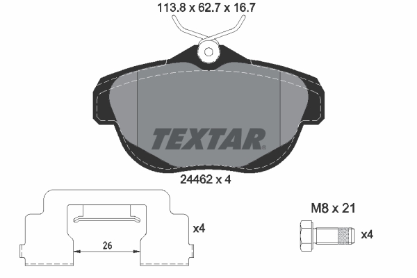 Kit pastiglie freno, Freno a disco - 2446201 TEXTAR