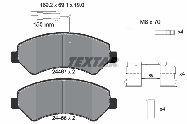 Brake Pad Set, disc brake - 2446701 TEXTAR