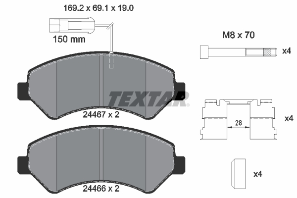 Brake Pad Set, disc brake - 2446703 TEXTAR