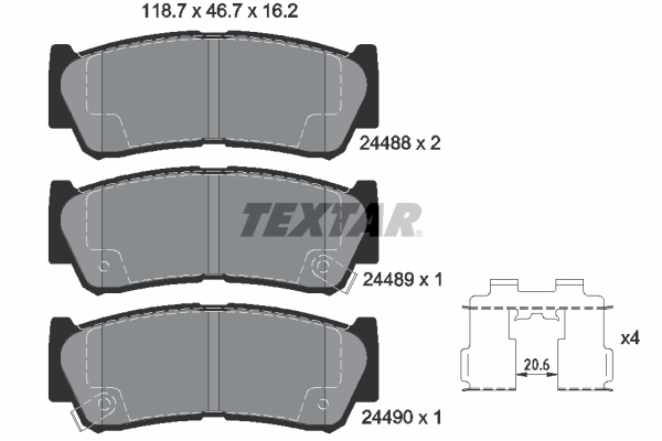 Kit pastiglie freno, Freno a disco - 2448801 TEXTAR