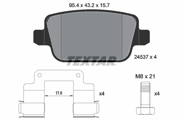 Brake Pad Set, disc brake - 2453702 TEXTAR
