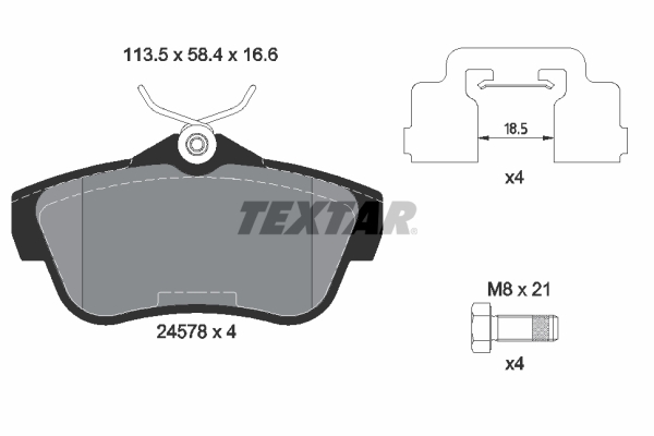 Kit pastiglie freno, Freno a disco - 2457801 TEXTAR