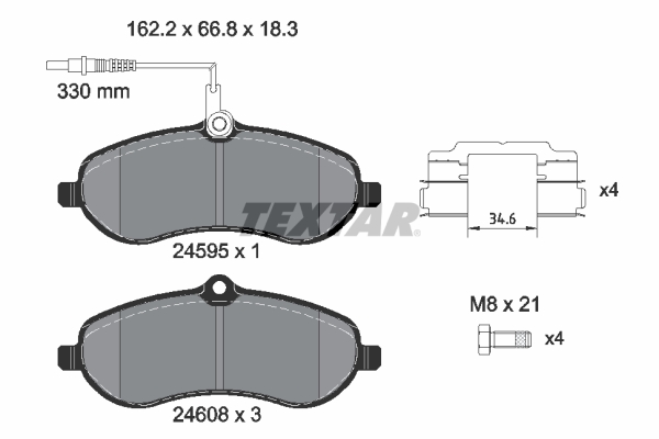 Brake Pad Set, disc brake - 2459501 TEXTAR