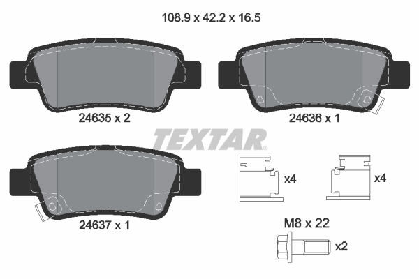 Brake Pad Set, disc brake - 2463501 TEXTAR