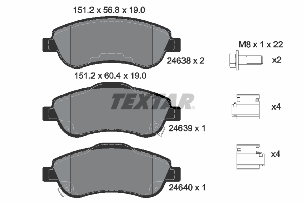 Kit pastiglie freno, Freno a disco - 2463801 TEXTAR