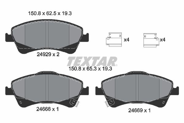 Brake Pad Set, disc brake - 2466801 TEXTAR