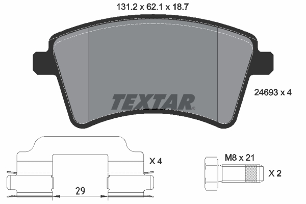 Brake Pad Set, disc brake - 2469301 TEXTAR