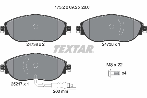 Brake Pad Set, disc brake - 2473803 TEXTAR