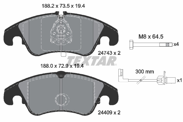 Brake Pad Set, disc brake - 2474301 TEXTAR