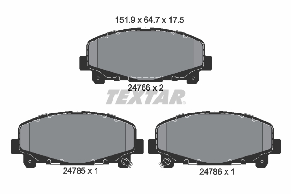 stabdžių trinkelių rinkinys, diskinis stabdys - 2476601 TEXTAR