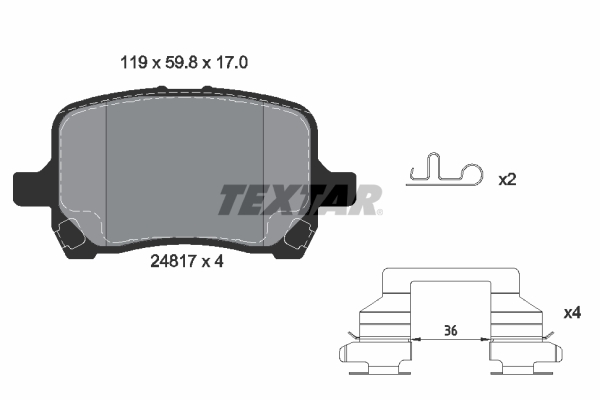 Kit pastiglie freno, Freno a disco - 2481701 TEXTAR