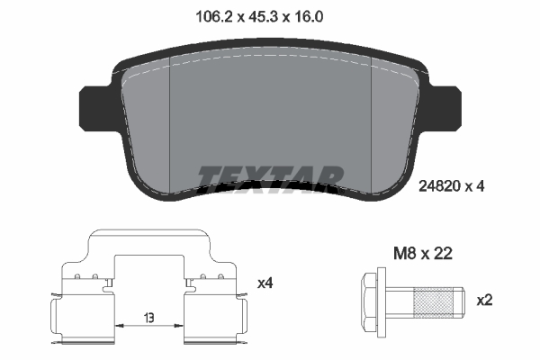 Brake Pad Set, disc brake - 2482001 TEXTAR
