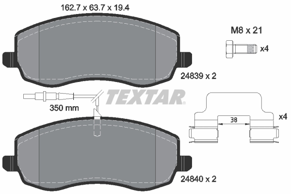Brake Pad Set, disc brake - 2483901 TEXTAR