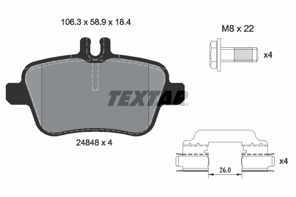 Kit pastiglie freno, Freno a disco - 2484805 TEXTAR