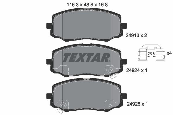 Brake Pad Set, disc brake - 2491001 TEXTAR