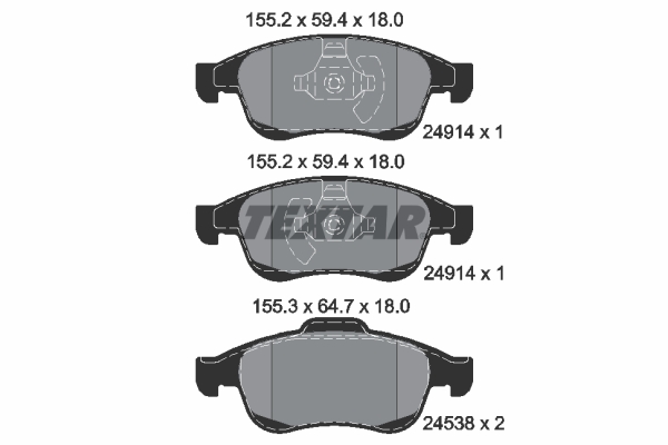 Kit pastiglie freno, Freno a disco - 2491401 TEXTAR