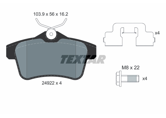 Brake Pad Set, disc brake - 2492204 TEXTAR