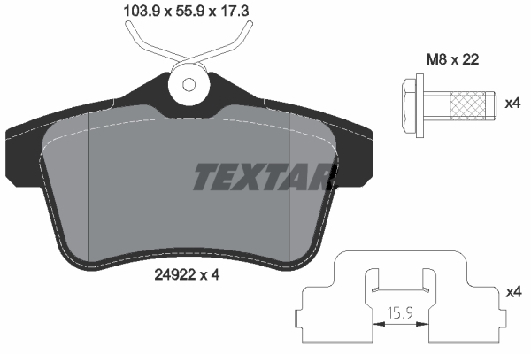 Brake Pad Set, disc brake - 2492201 TEXTAR