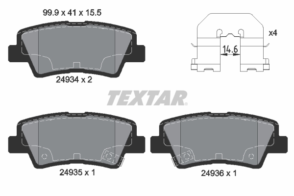 Kit pastiglie freno, Freno a disco - 2493401 TEXTAR