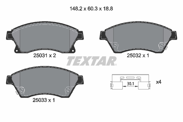 Kit pastiglie freno, Freno a disco - 2503101 TEXTAR