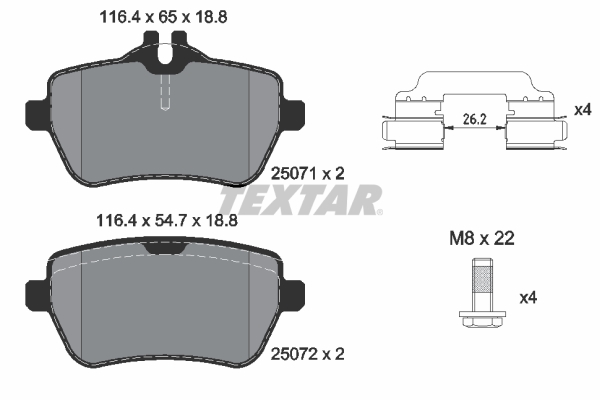 Brake Pad Set, disc brake - 2507101 TEXTAR