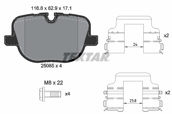 Kit pastiglie freno, Freno a disco - 2508501 TEXTAR